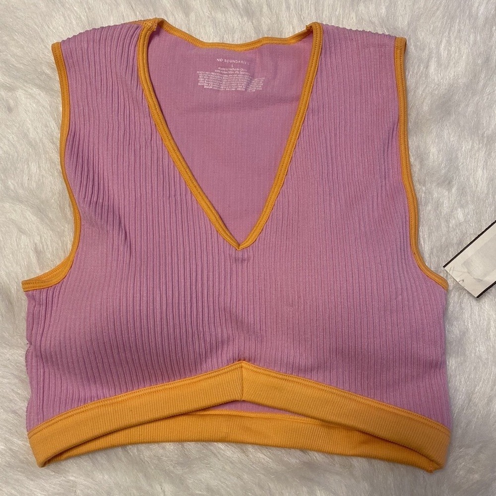 No Boundaries‎ Wireless Bra Womens Size Large Pink Seamless Plunge Crop Bralette